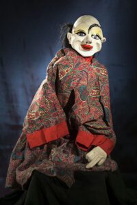 Clown blanc (marotte) - 41cm - marionnette de M.Lions
